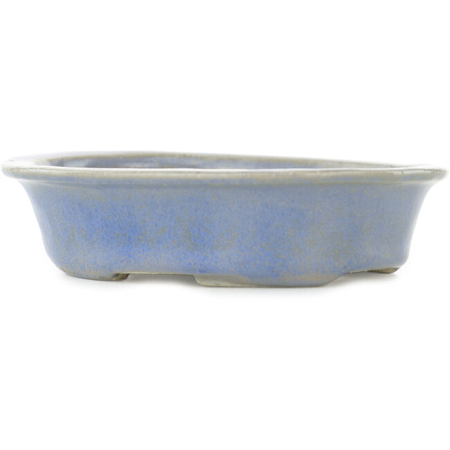 Pot à bonsaï ovale bleu et gris de Koyou - 130 x 110 x 30 mm