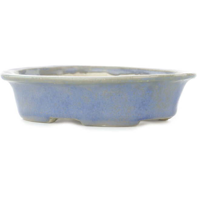 Ovale blauwe en grijze bonsai pot van Koyou - 130 x 110 x 30 mm