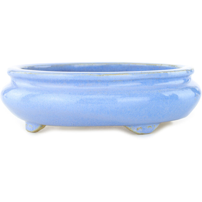 Maceta ovalada para bonsái de color azul claro de Koyou - 210 x 180 x 58 mm
