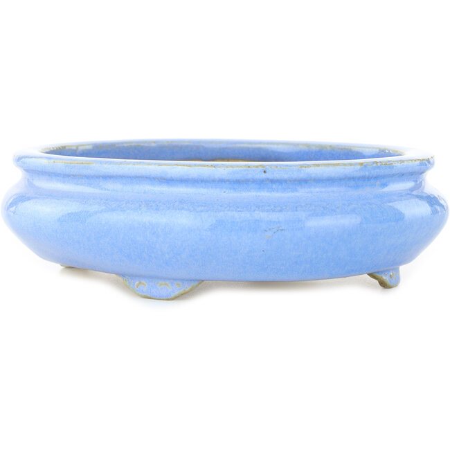 Pot à bonsaï ovale bleu clair de Koyou - 210 x 180 x 58 mm