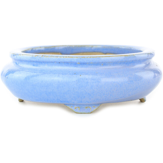 Maceta ovalada para bonsái de color azul claro de Koyou - 210 x 180 x 58 mm