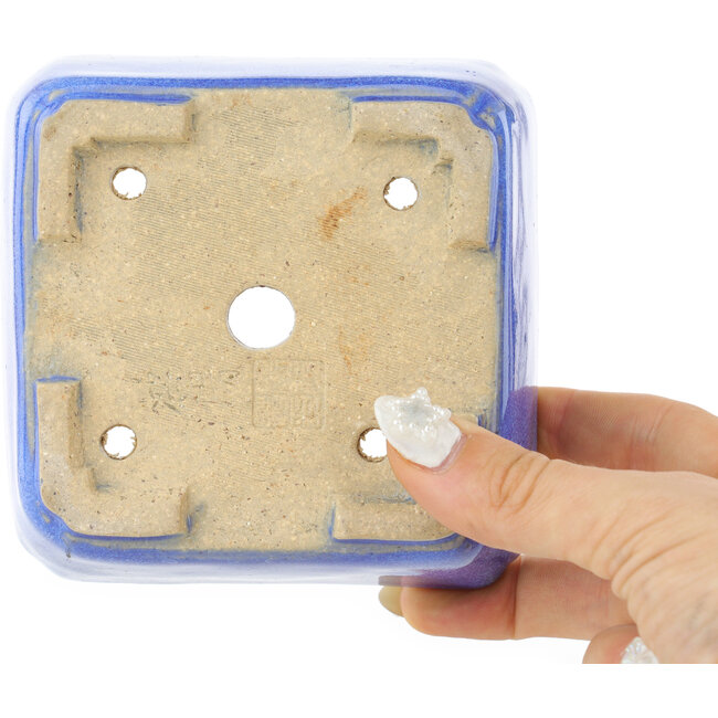 Maceta cuadrada azul para bonsái de Koyou - 105 x 105 x 45 mm