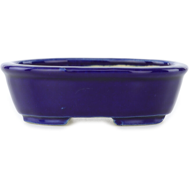 Ovale donkerblauwe bonsaipot van Koyou - 97 x 78 x 30 mm