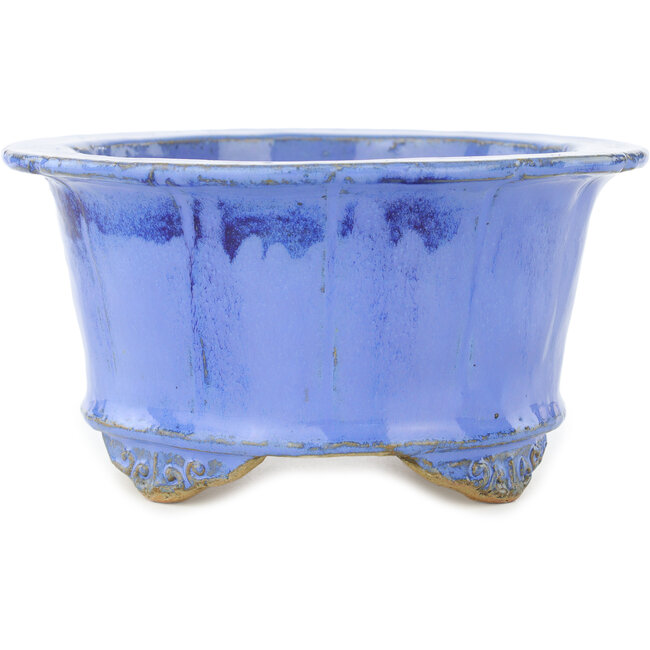 Ronde blauwe bonsai pot van Koyou - 175 x 175 x 95 mm