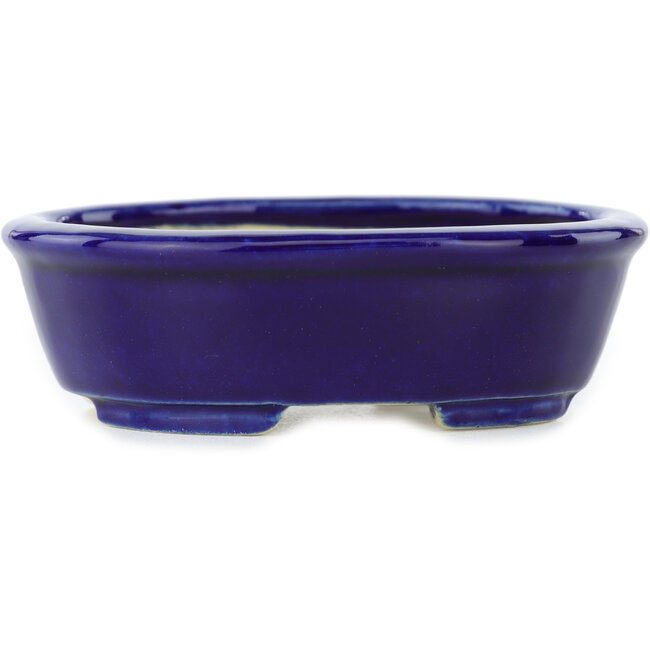 Maceta ovalada para bonsái de color azul oscuro de Koyou - 97 x 78 x 30 mm
