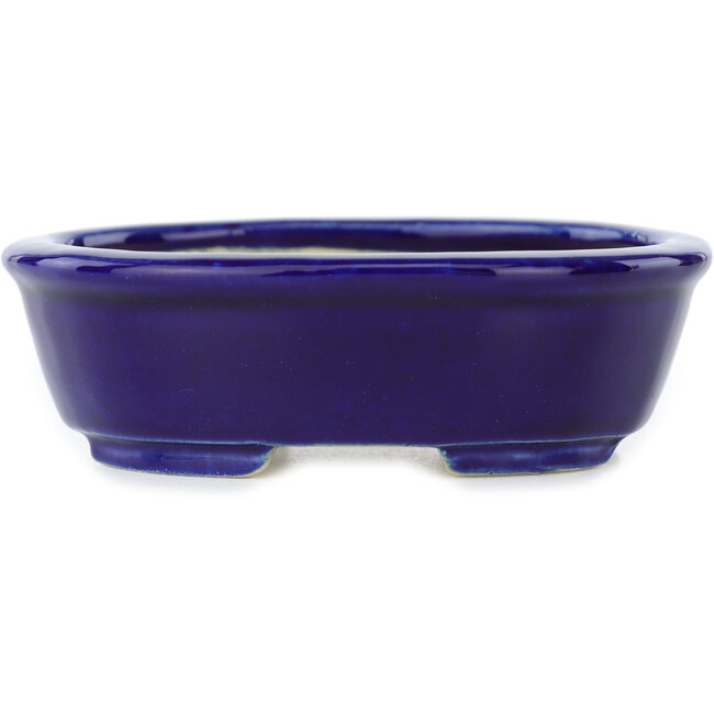 Maceta ovalada para bonsái de color azul oscuro de Koyou - 97 x 78 x 30 mm