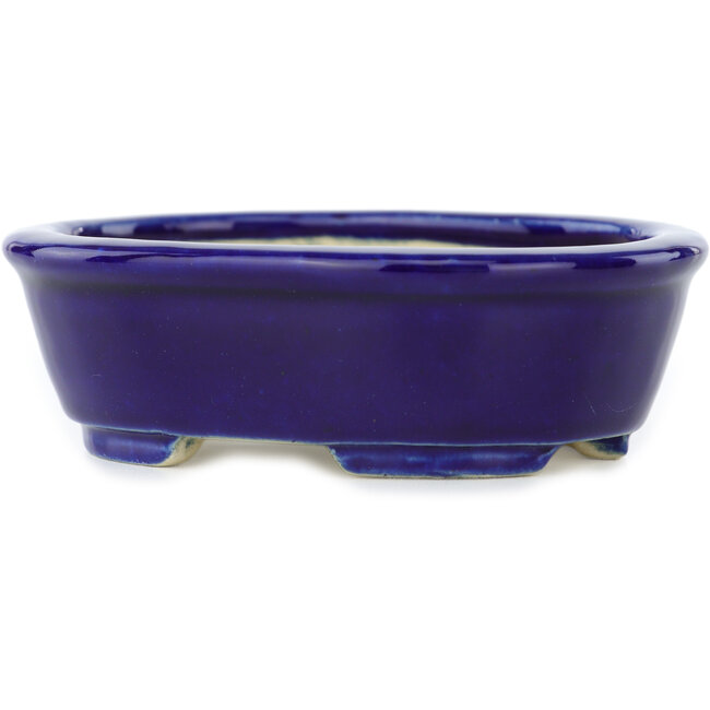 Pot à bonsaï ovale bleu foncé de Koyou - 97 x 78 x 30 mm