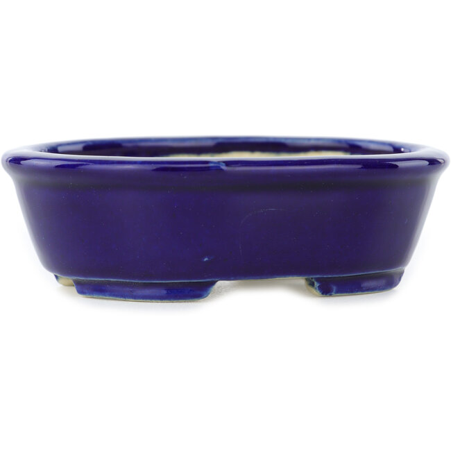 Maceta ovalada para bonsái de color azul oscuro de Koyou - 97 x 78 x 30 mm