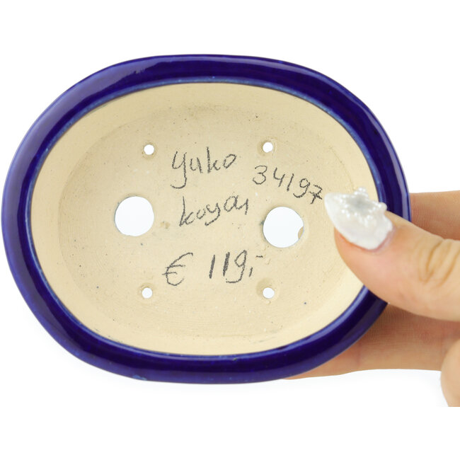 Pot à bonsaï ovale bleu foncé de Koyou - 97 x 78 x 30 mm