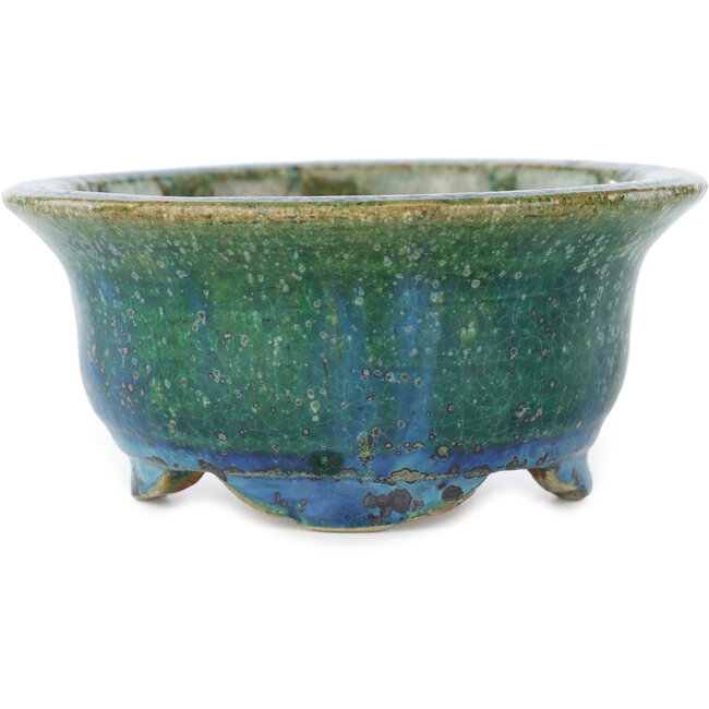 Pot à bonsaï rond vert de Koyou - 135 x 135 x 63 mm