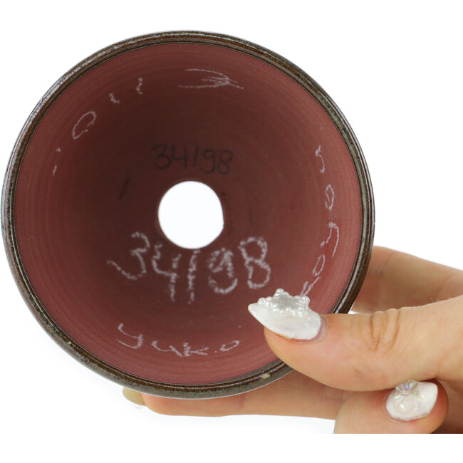 Ronde groene en blauwe bonsai pot van Koyou - 90 x 90 x 68 mm