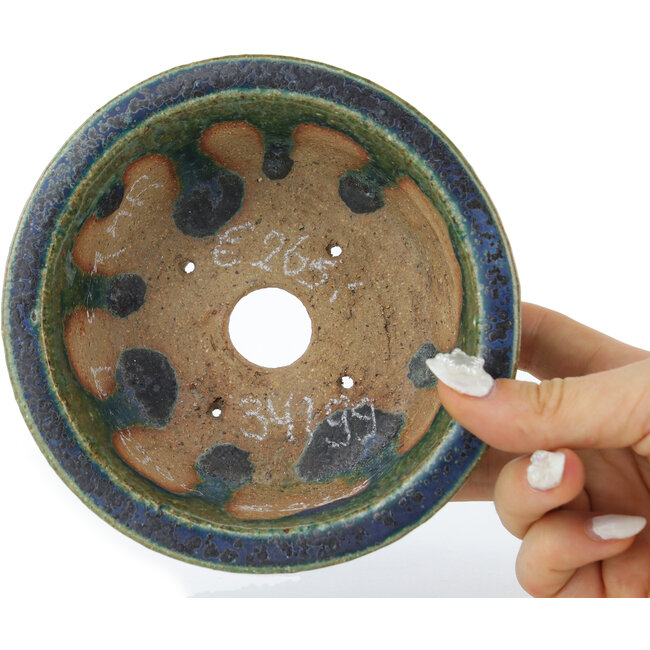 Pot à bonsaï rond vert de Koyou - 135 x 135 x 63 mm