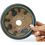 Pot à bonsaï rond vert de Koyou - 135 x 135 x 63 mm