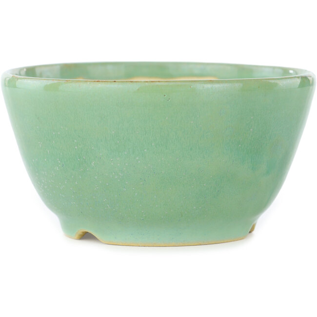 Round green bonsai pot by Koyou - 110 x 110 x 58 mm