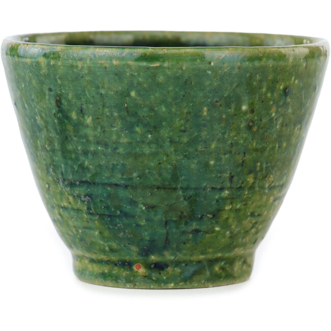 Round green bonsai pot by Koyou - 90 x 90 x 63 mm