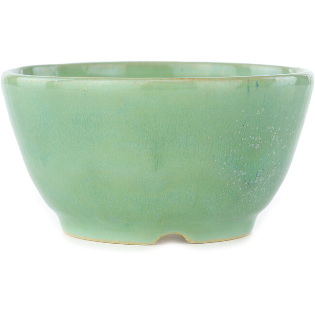 Round green bonsai pot by Koyou - 110 x 110 x 58 mm