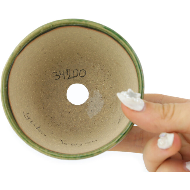 Pot à bonsaï rond vert de Koyou - 90 x 90 x 63 mm