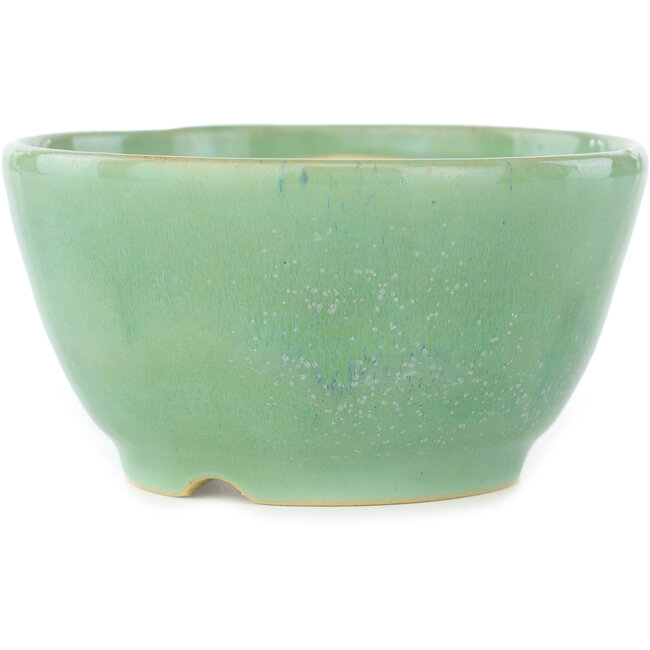 Round green bonsai pot by Koyou - 110 x 110 x 58 mm