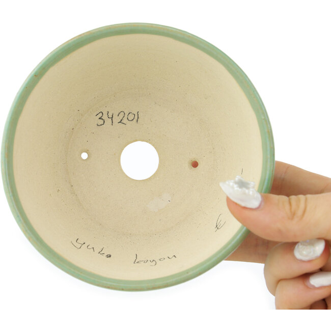 Pot à bonsaï rond vert de Koyou - 110 x 110 x 58 mm