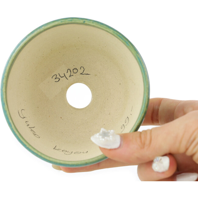 Maceta redonda turquesa para bonsái de Koyou - 90 x 90 x 55 mm