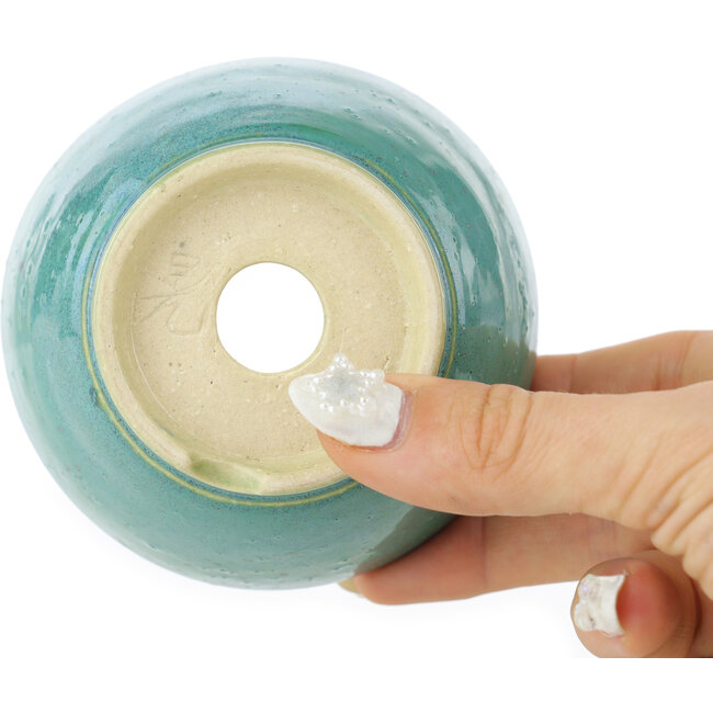 Maceta redonda turquesa para bonsái de Koyou - 90 x 90 x 55 mm