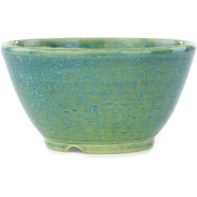 Round turquoise bonsai pot by Koyou - 112 x 112 x 60 mm