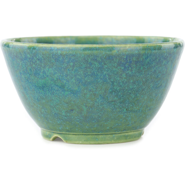 Round turquoise bonsai pot by Koyou - 112 x 112 x 60 mm