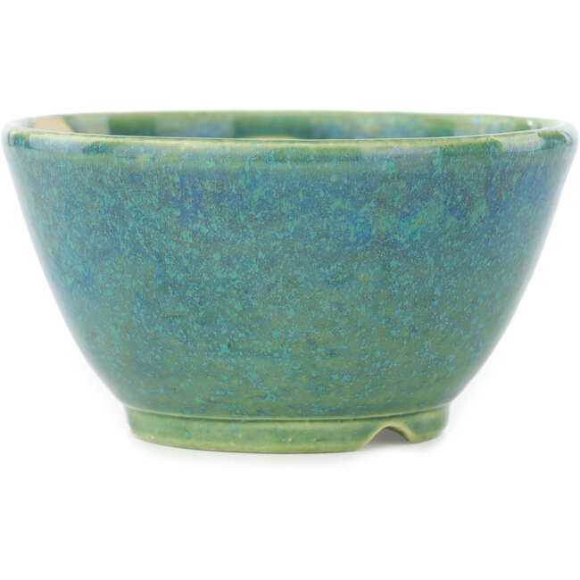 Round turquoise bonsai pot by Koyou - 112 x 112 x 60 mm