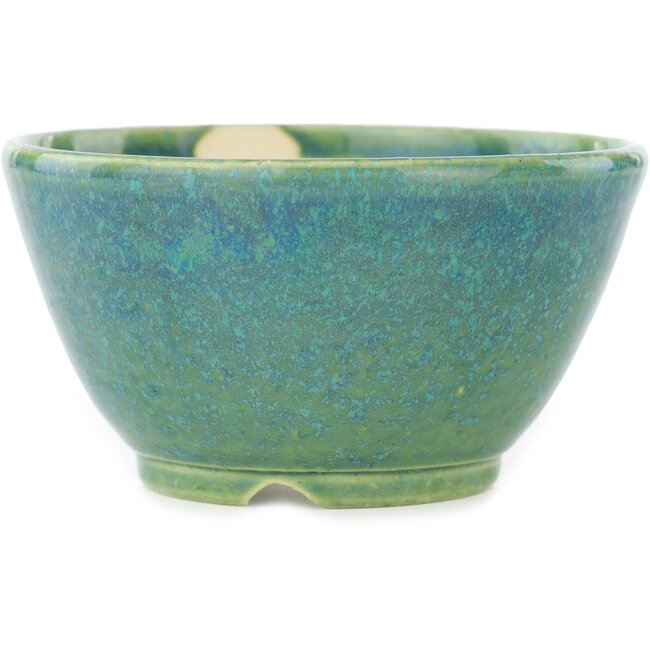 Ronde turquoise bonsai pot van Koyou - 112 x 112 x 60 mm