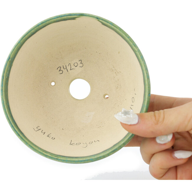 Maceta redonda turquesa para bonsái de Koyou - 112 x 112 x 60 mm