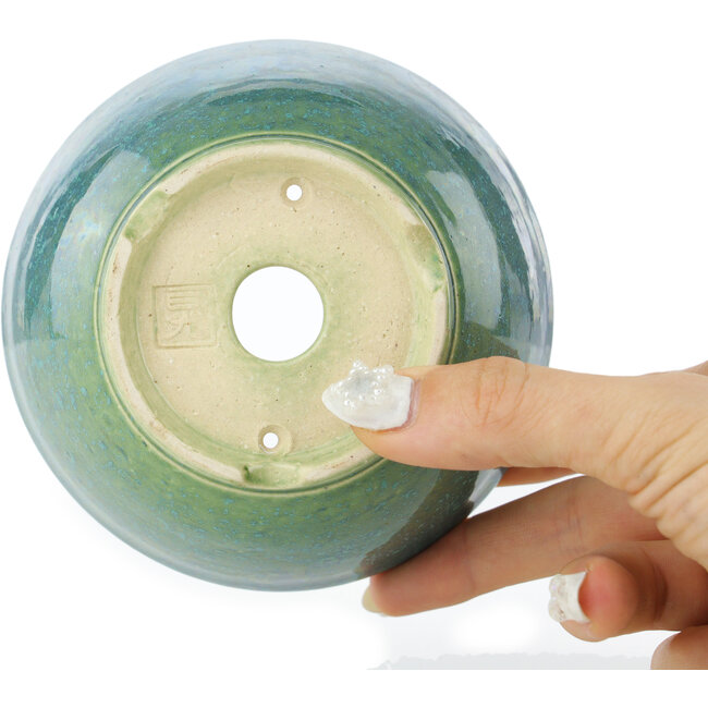 Pot à bonsaï rond turquoise de Koyou - 112 x 112 x 60 mm