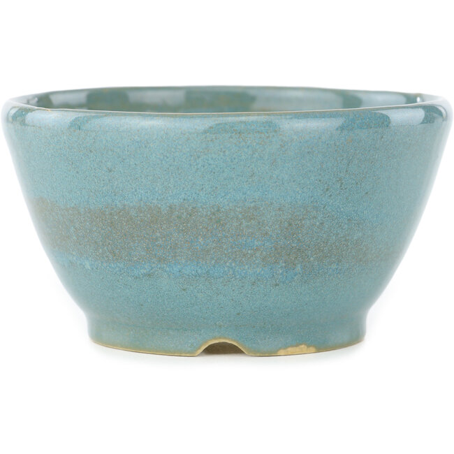 Round blue bonsai pot by Koyou - 110 x 110 x 58 mm