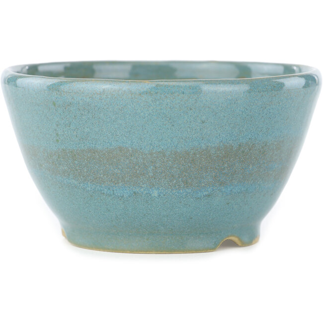 Round blue bonsai pot by Koyou - 110 x 110 x 58 mm