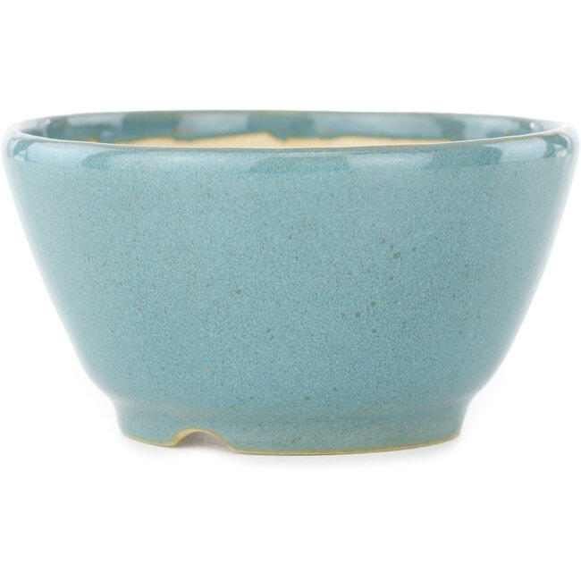 Round blue bonsai pot by Koyou - 110 x 110 x 58 mm