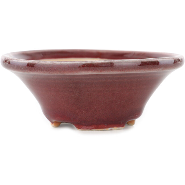 Round red bonsai pot by Juetsu - 95 x 95 x 38 mm