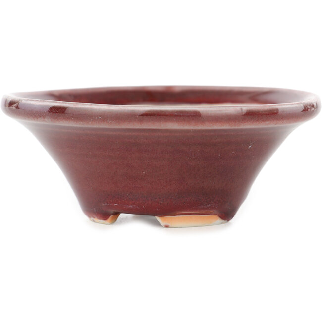 Vaso bonsai rotondo rosso di Juetsu - 95 x 95 x 38 mm