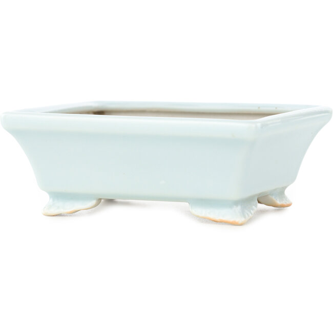 Rectangular light blue bonsai pot by Juetsu - 95 x 75 x 35 mm