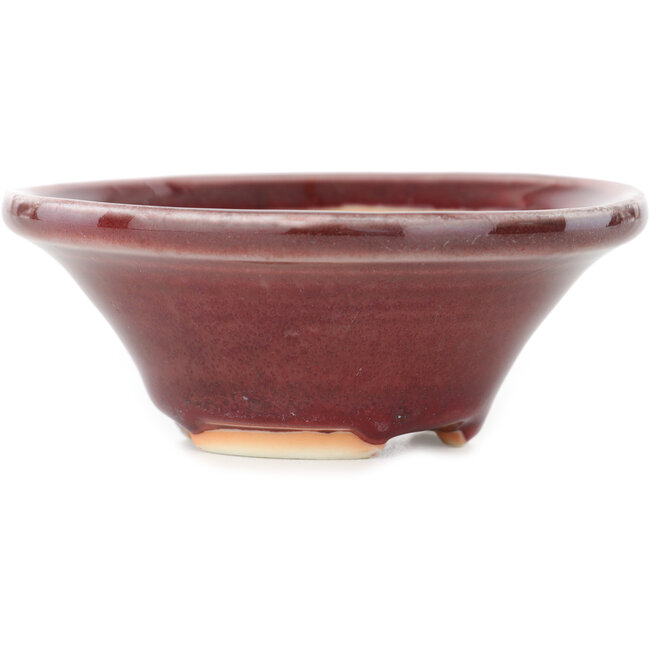 Pot à bonsaï rond rouge de Juetsu - 95 x 95 x 38 mm