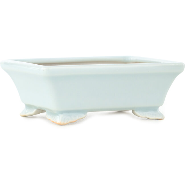 Pot à bonsaï rectangulaire bleu clair de Juetsu - 95 x 75 x 35 mm