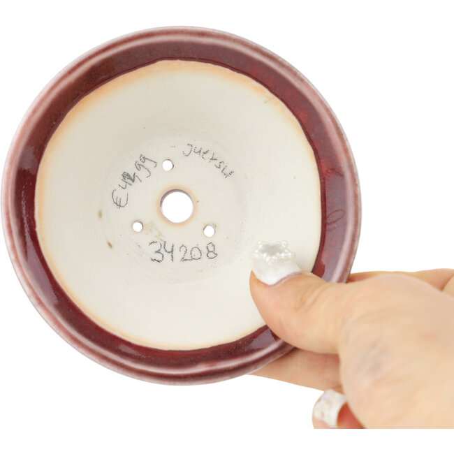 Runder roter Bonsai-Topf von Juetsu - 95 x 95 x 38 mm