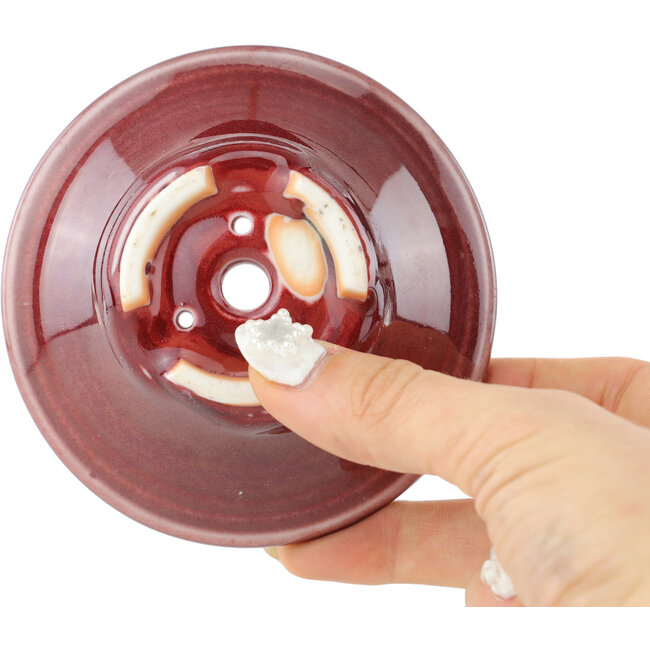 Maceta redonda roja para bonsái de Juetsu - 95 x 95 x 38 mm