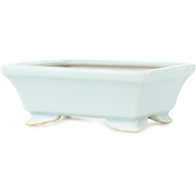 Maceta rectangular para bonsái de color azul claro de Juetsu - 95 x 75 x 35 mm