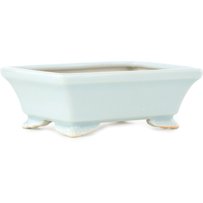 Rectangular light blue bonsai pot by Juetsu - 95 x 75 x 35 mm