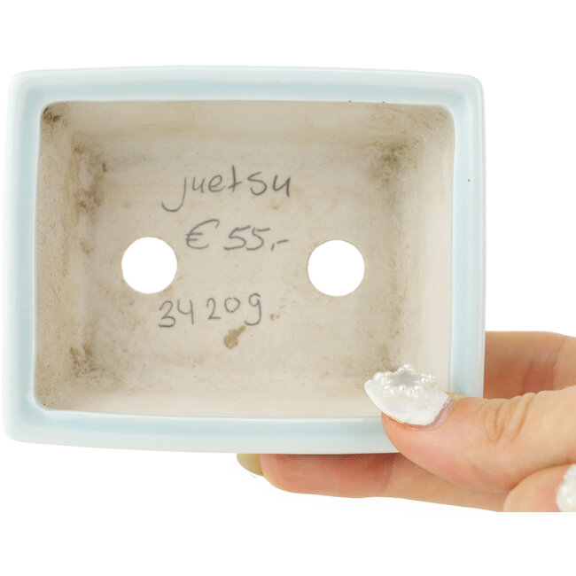 Rectangular light blue bonsai pot by Juetsu - 95 x 75 x 35 mm