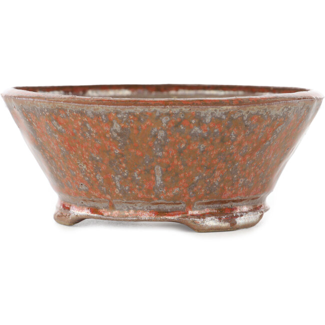 Maceta redonda para bonsái de color naranja y marrón de Bonsai - 120 x 120 x 48 mm