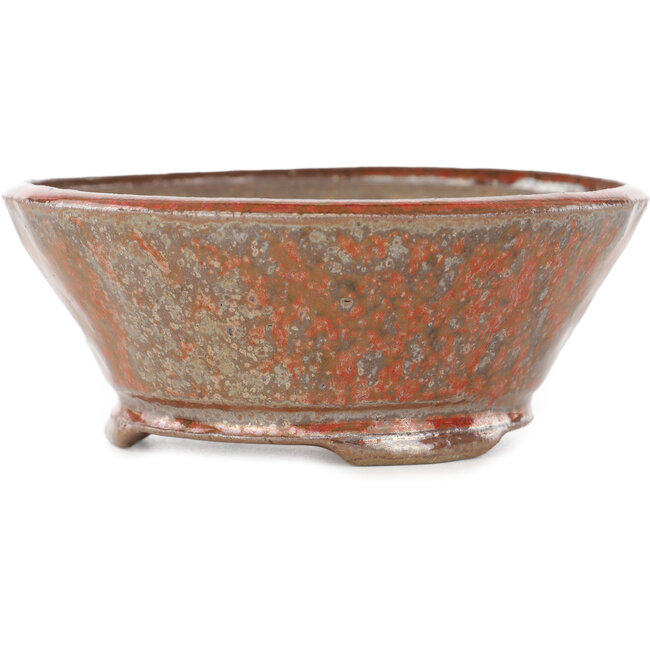 Maceta redonda para bonsái de color naranja y marrón de Bonsai - 120 x 120 x 48 mm