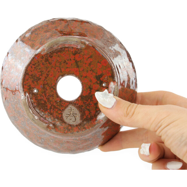 Pot à bonsaï rond orange et marron de Bonsai - 120 x 120 x 48 mm