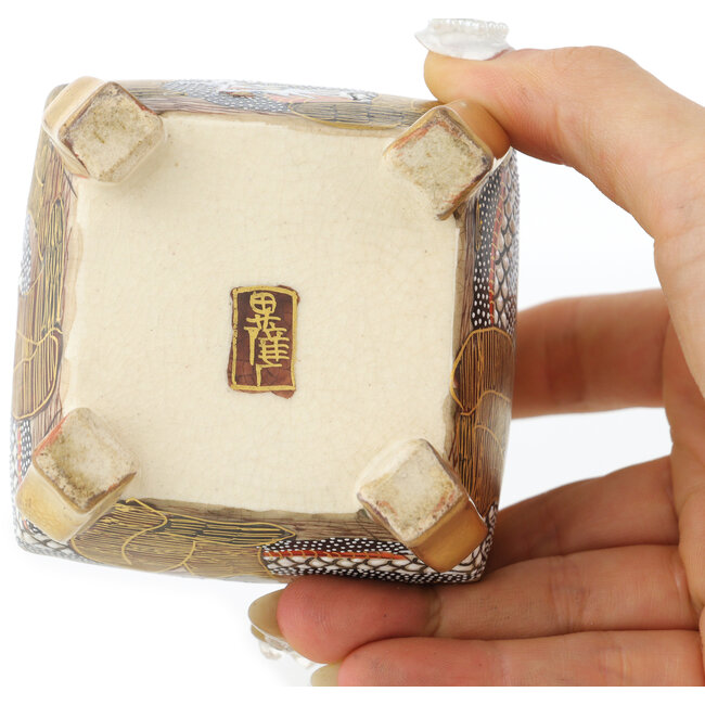 Square gold bonsai pot - 70 x 70 x 95 mm