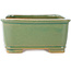Maceta rectangular para bonsái craquelé verde de Shibakatsu - 163 x 130 x 60 mm