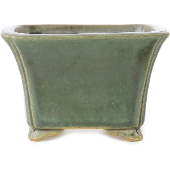 Square dark green bonsai pot by Shibakatsu - 125 x 125 x 80 mm